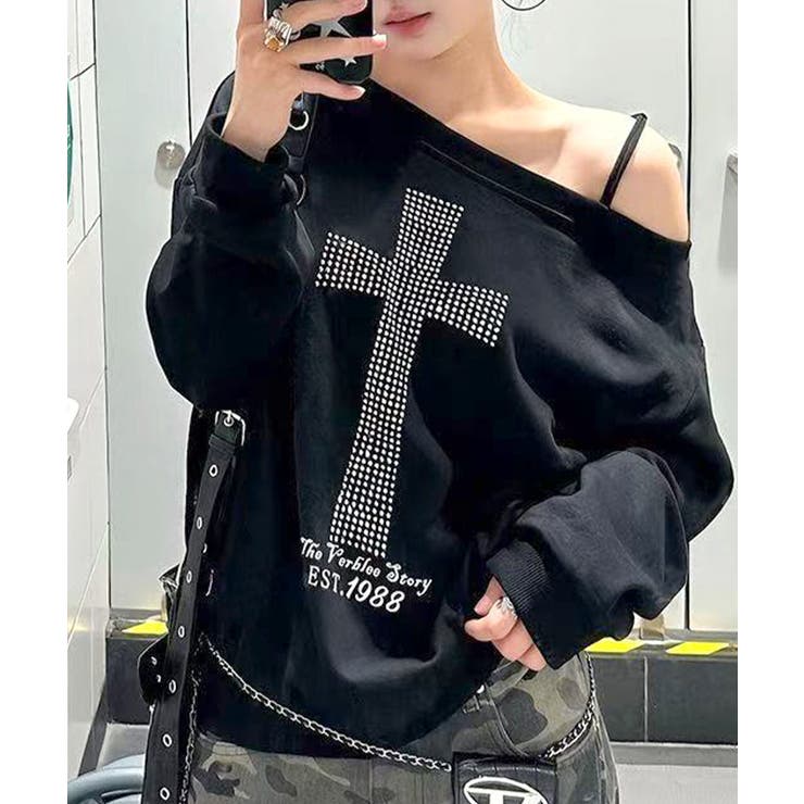 クロスデザイントップス ロゴプリント ロゴ | Riff | 詳細画像7 