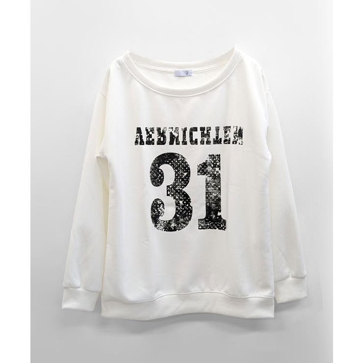 ナンバーロゴプリントオフショルスウェット ワンショル トレーナー | Riff | 詳細画像10 