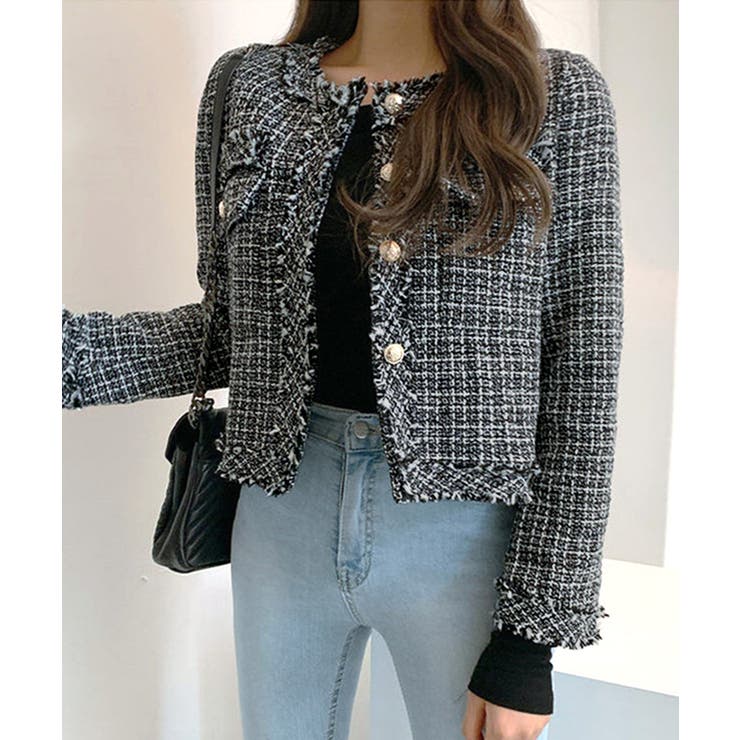 ツイードノーカラージャケット ツイードジャケット フリンジ | Riff | 詳細画像13 