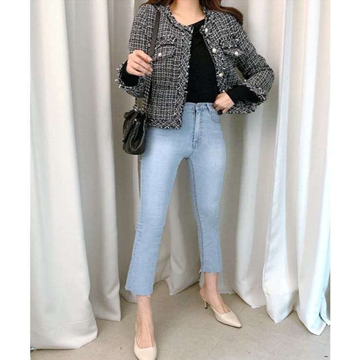 ツイードノーカラージャケット ツイードジャケット フリンジ | Riff | 詳細画像16 