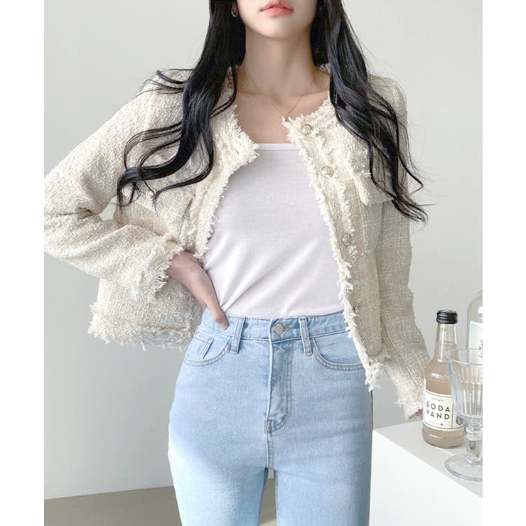 ツイードノーカラージャケット ツイードジャケット フリンジ | Riff | 詳細画像39 