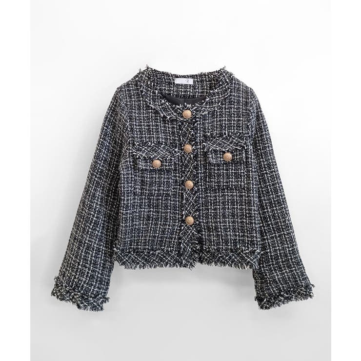 ツイードノーカラージャケット ツイードジャケット フリンジ | Riff | 詳細画像47 