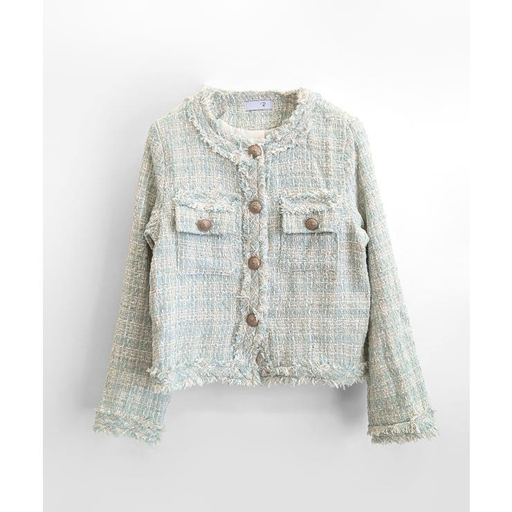 ツイードノーカラージャケット ツイードジャケット フリンジ | Riff | 詳細画像49 