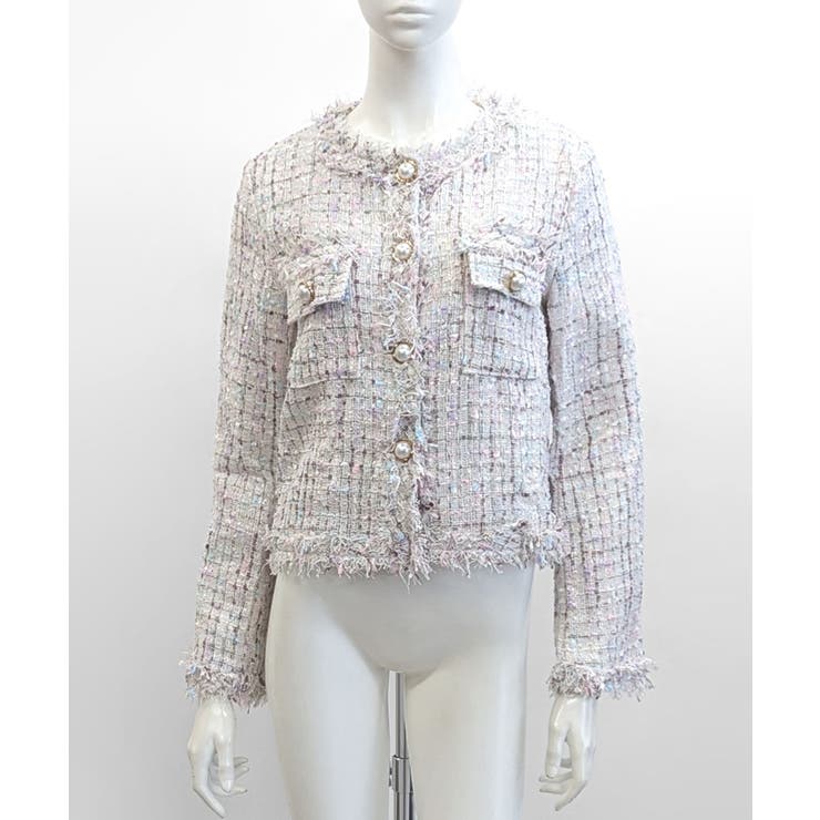 ツイードノーカラージャケット ツイードジャケット フリンジ | Riff | 詳細画像51 