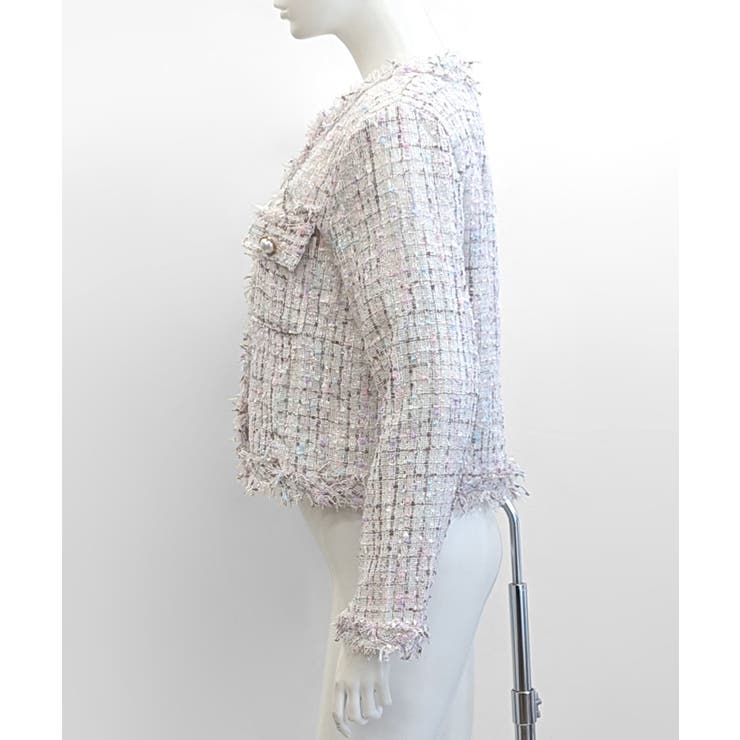 ツイードノーカラージャケット ツイードジャケット フリンジ | Riff | 詳細画像52 