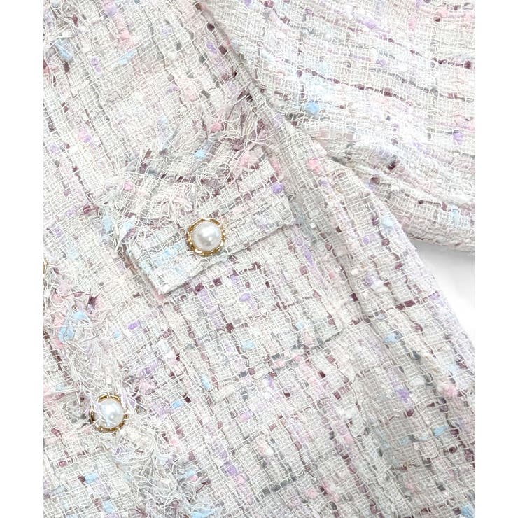 ツイードノーカラージャケット ツイードジャケット フリンジ | Riff | 詳細画像55 