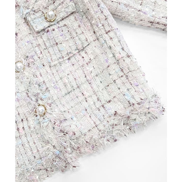 ツイードノーカラージャケット ツイードジャケット フリンジ | Riff | 詳細画像57 