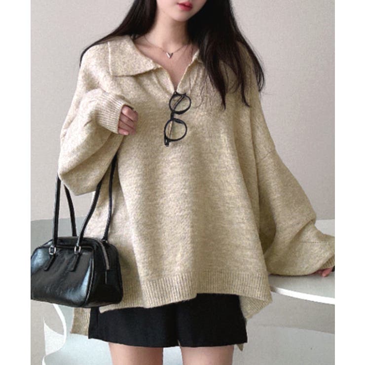 ポロ襟風ニットプルオーバー セーター オーバーサイズ | Riff | 詳細画像11 