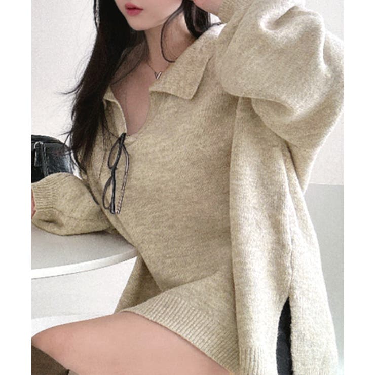 ポロ襟風ニットプルオーバー セーター オーバーサイズ | Riff | 詳細画像12 