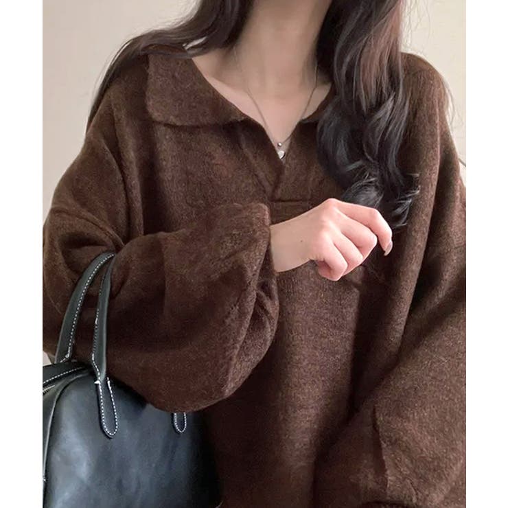 ポロ襟風ニットプルオーバー セーター オーバーサイズ | Riff | 詳細画像13 