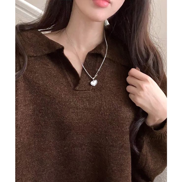 ポロ襟風ニットプルオーバー セーター オーバーサイズ | Riff | 詳細画像14 