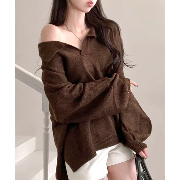 ポロ襟風ニットプルオーバー セーター オーバーサイズ | Riff | 詳細画像16 