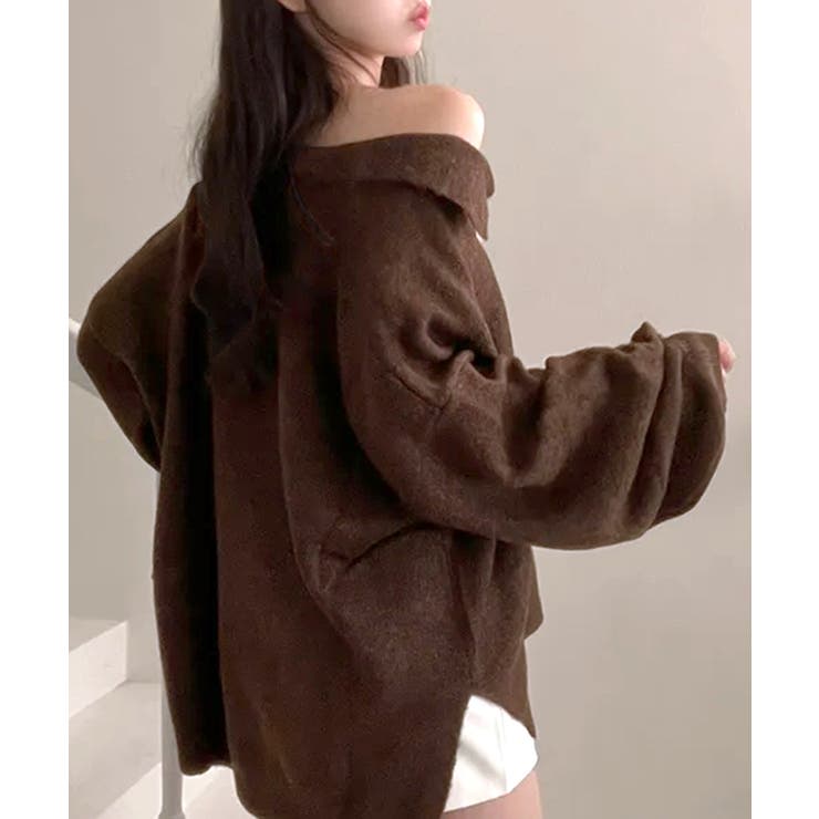 ポロ襟風ニットプルオーバー セーター オーバーサイズ | Riff | 詳細画像17 