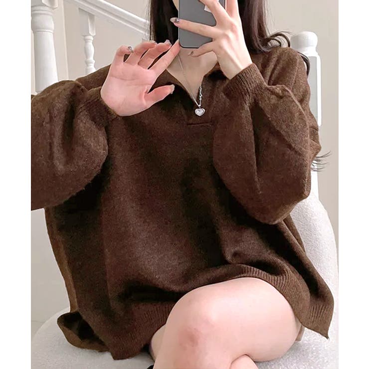 ポロ襟風ニットプルオーバー セーター オーバーサイズ | Riff | 詳細画像18 