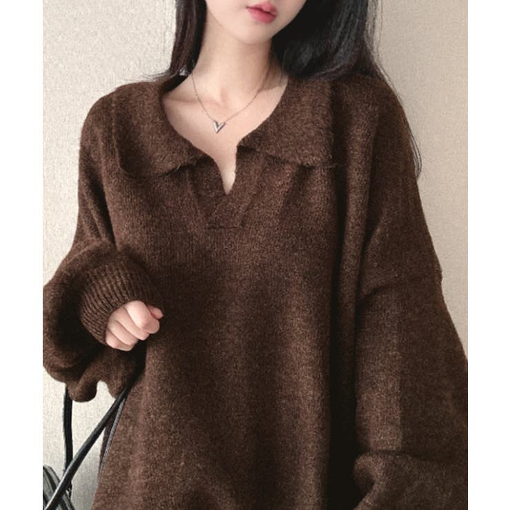 ポロ襟風ニットプルオーバー セーター オーバーサイズ | Riff | 詳細画像19 