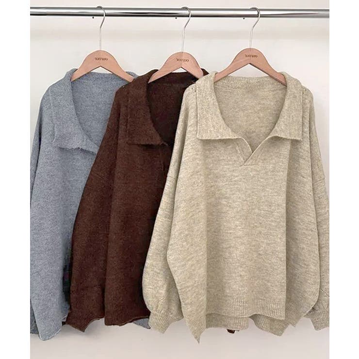 ポロ襟風ニットプルオーバー セーター オーバーサイズ | Riff | 詳細画像2 