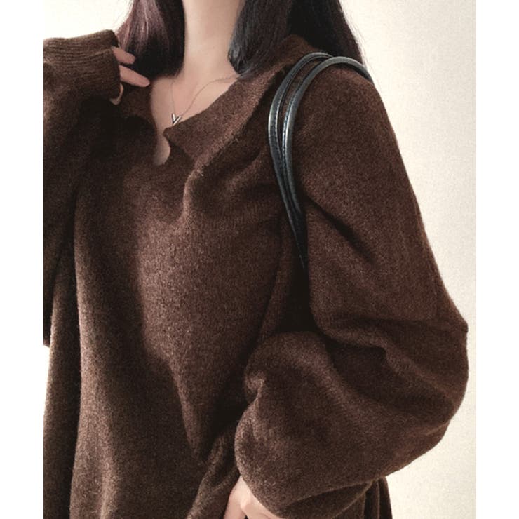 ポロ襟風ニットプルオーバー セーター オーバーサイズ | Riff | 詳細画像20 