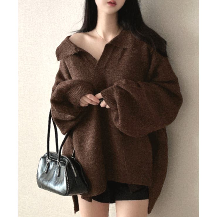 ポロ襟風ニットプルオーバー セーター オーバーサイズ | Riff | 詳細画像22 