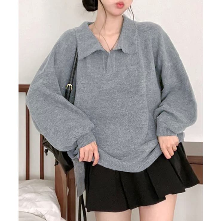 ポロ襟風ニットプルオーバー セーター オーバーサイズ | Riff | 詳細画像23 