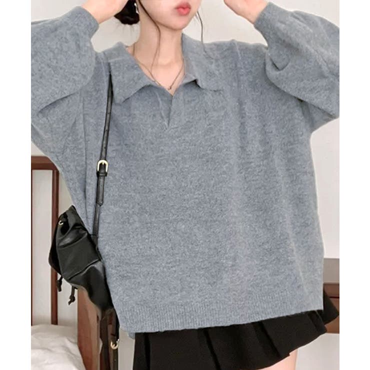 ポロ襟風ニットプルオーバー セーター オーバーサイズ | Riff | 詳細画像24 