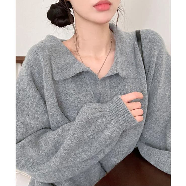 ポロ襟風ニットプルオーバー セーター オーバーサイズ | Riff | 詳細画像25 