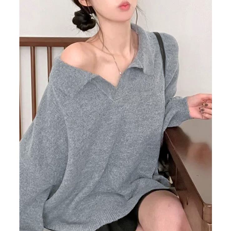 ポロ襟風ニットプルオーバー セーター オーバーサイズ | Riff | 詳細画像26 