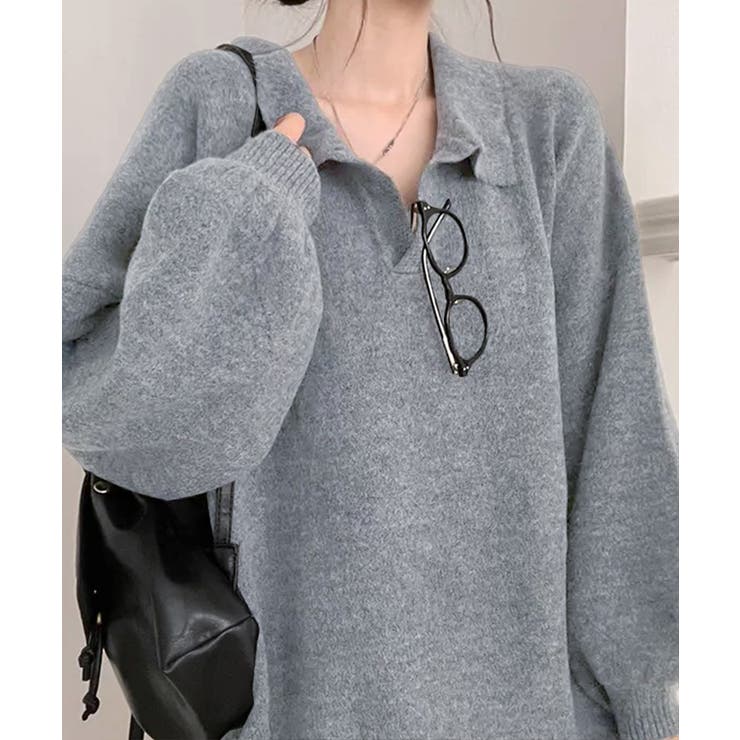 ポロ襟風ニットプルオーバー セーター オーバーサイズ | Riff | 詳細画像28 