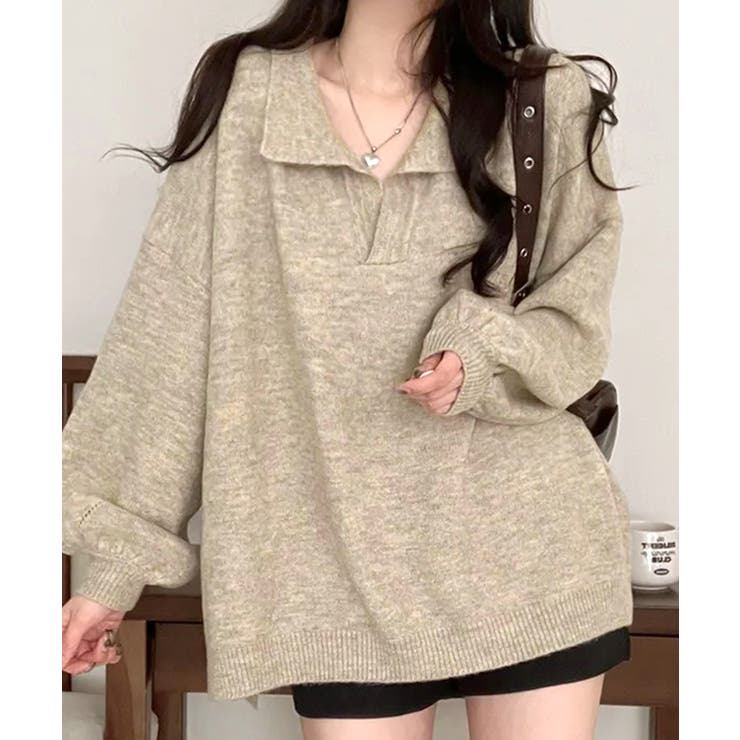 ポロ襟風ニットプルオーバー セーター オーバーサイズ | Riff | 詳細画像3 