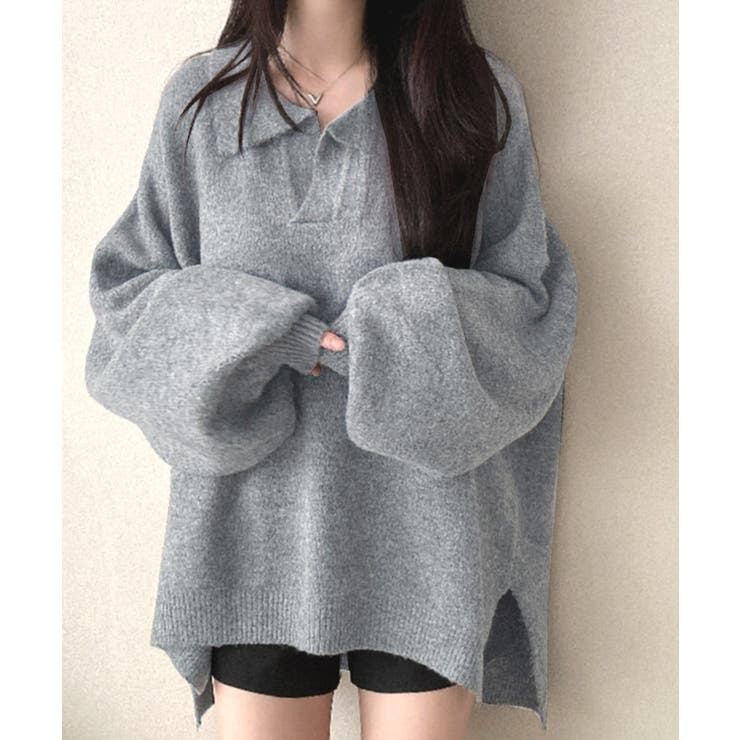 ポロ襟風ニットプルオーバー セーター オーバーサイズ | Riff | 詳細画像31 