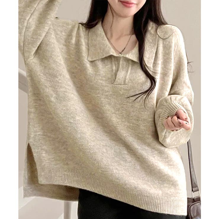 ポロ襟風ニットプルオーバー セーター オーバーサイズ | Riff | 詳細画像7 