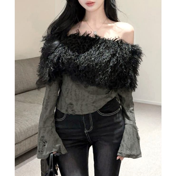 オフショルファートップス オフショルダー Tシャツ | Riff | 詳細画像9 