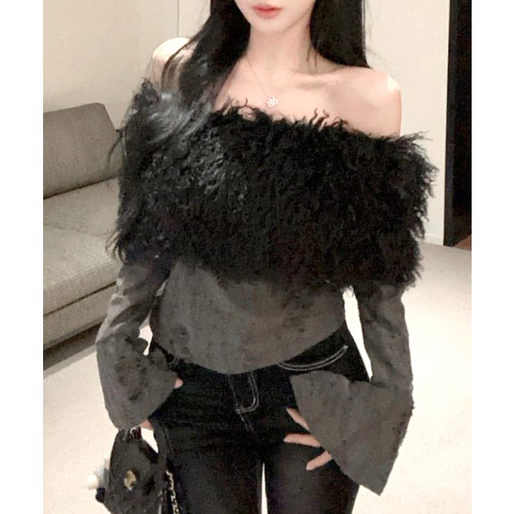 グレー | オフショルファートップス オフショルダー Tシャツ | Riff