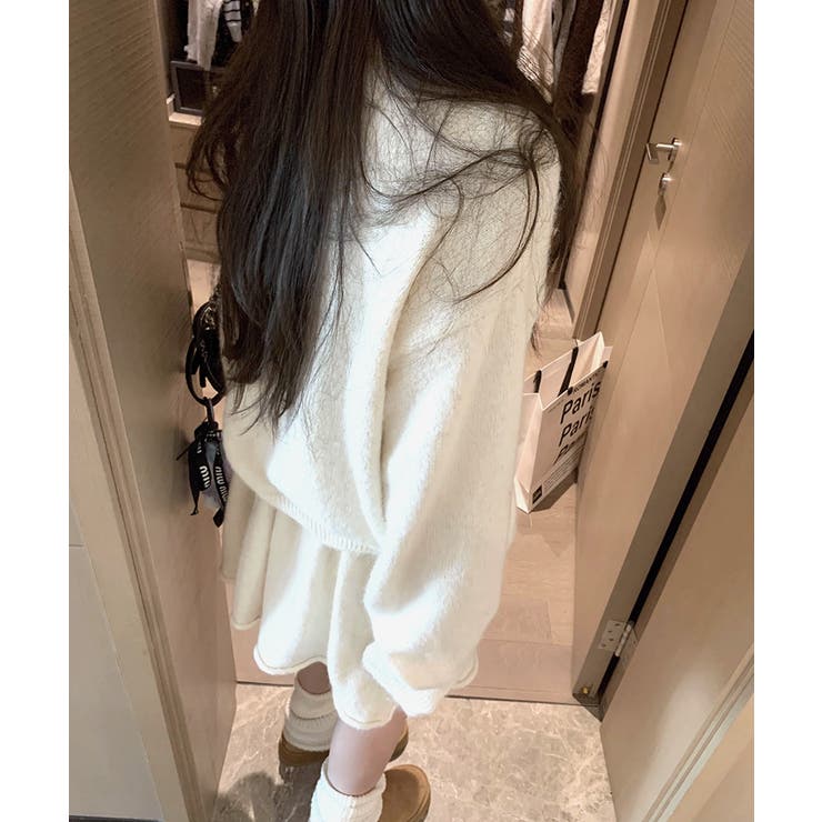 ダブルジップニット&ミニニットスカート セットアップ カーディガン | Riff | 詳細画像13 