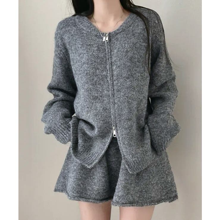 ダブルジップニット&ミニニットスカート セットアップ カーディガン | Riff | 詳細画像14 