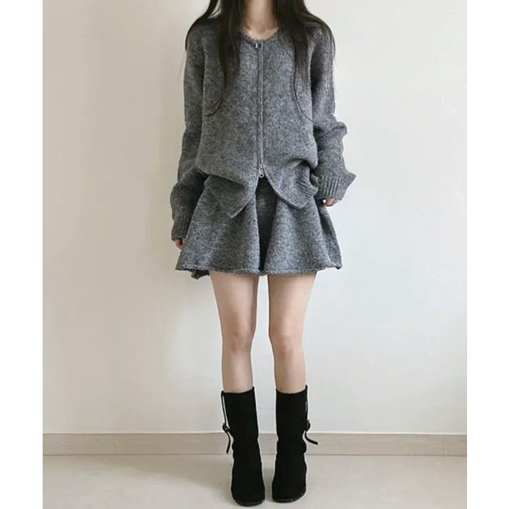 ダブルジップニット&ミニニットスカート セットアップ カーディガン | Riff | 詳細画像16 