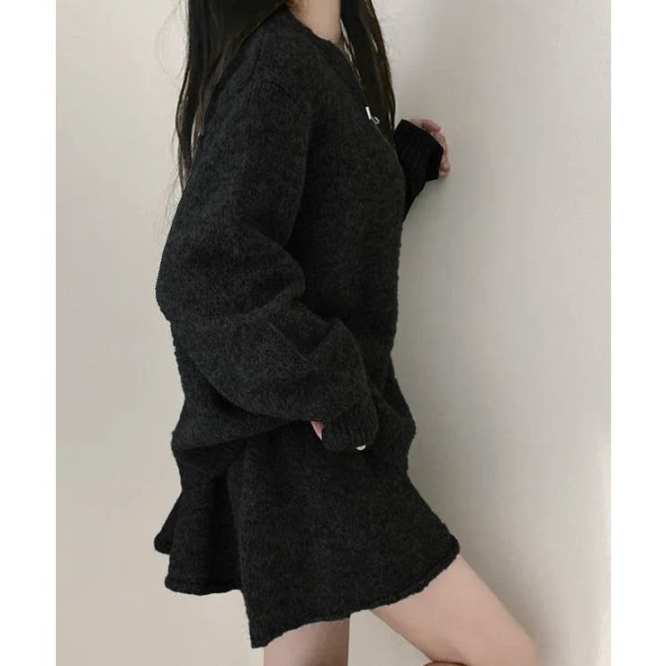 ダブルジップニット&ミニニットスカート セットアップ カーディガン | Riff | 詳細画像4 