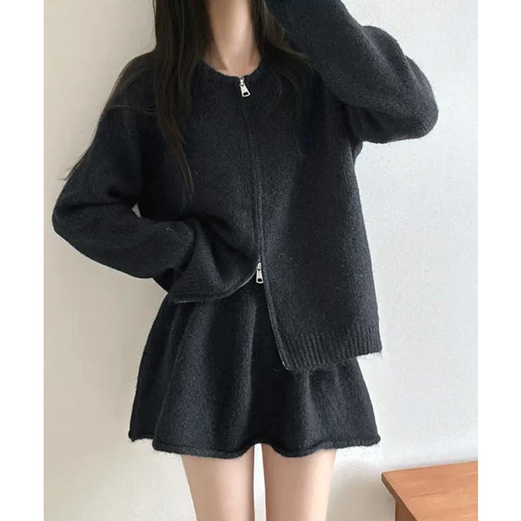 ダブルジップニット&ミニニットスカート セットアップ カーディガン | Riff | 詳細画像5 