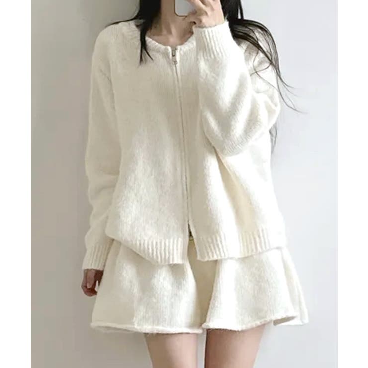 ダブルジップニット&ミニニットスカート セットアップ カーディガン | Riff | 詳細画像7 