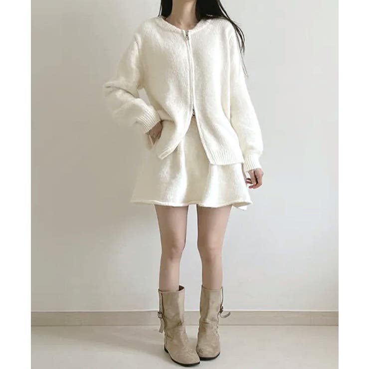 ダブルジップニット&ミニニットスカート セットアップ カーディガン | Riff | 詳細画像8 