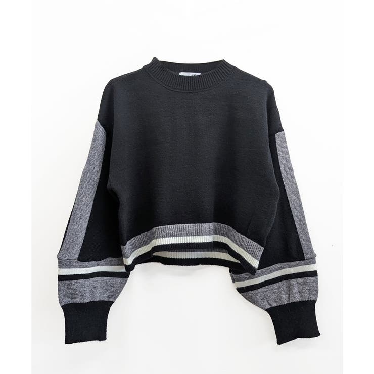 配色クルーネックニット ショート丈 バルーン袖 | Riff | 詳細画像13 