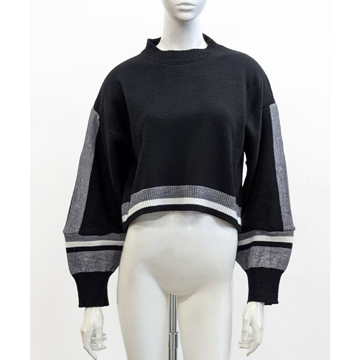 配色クルーネックニット ショート丈 バルーン袖 | Riff | 詳細画像15 