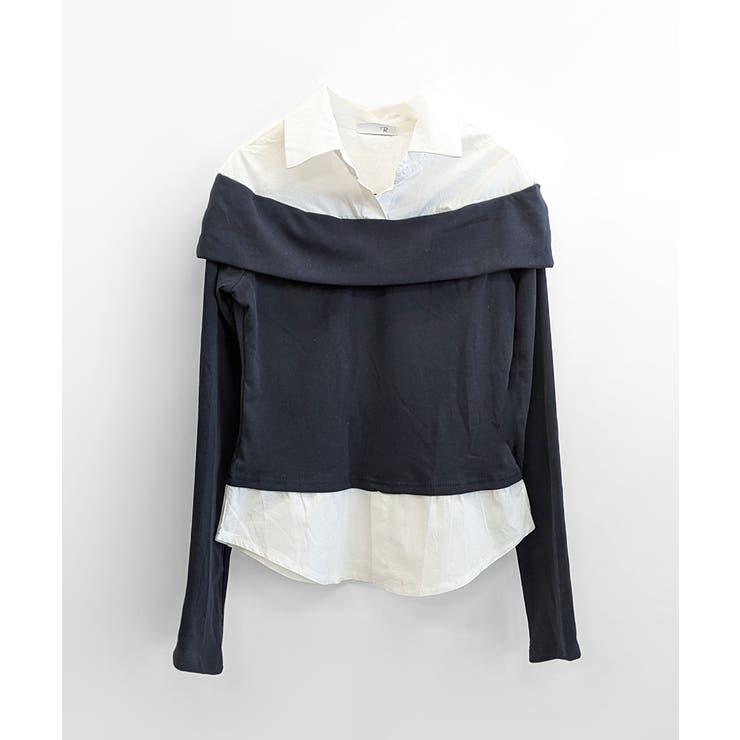 オフショルトップスレイヤード風シャツ フェイクレイヤード ドッキング | Riff | 詳細画像24 