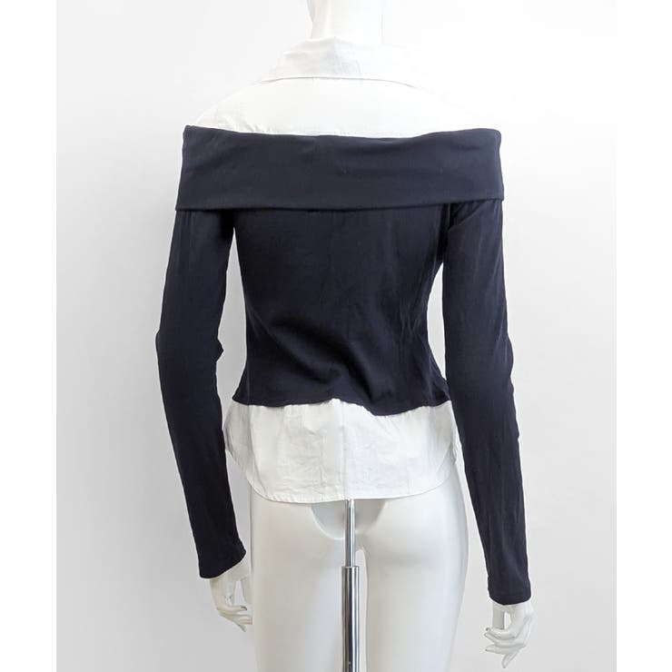 オフショルトップスレイヤード風シャツ フェイクレイヤード ドッキング | Riff | 詳細画像28 