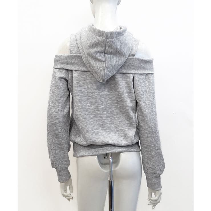 オープンショルダーフードスウェット 肩開き レイヤード | Riff | 詳細画像10 