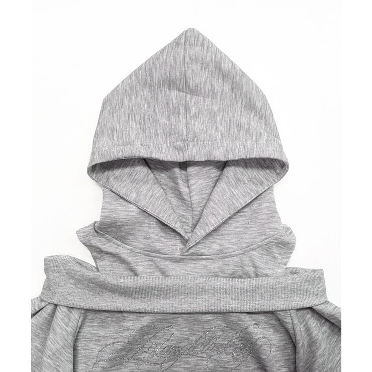 オープンショルダーフードスウェット 肩開き レイヤード | Riff | 詳細画像11 