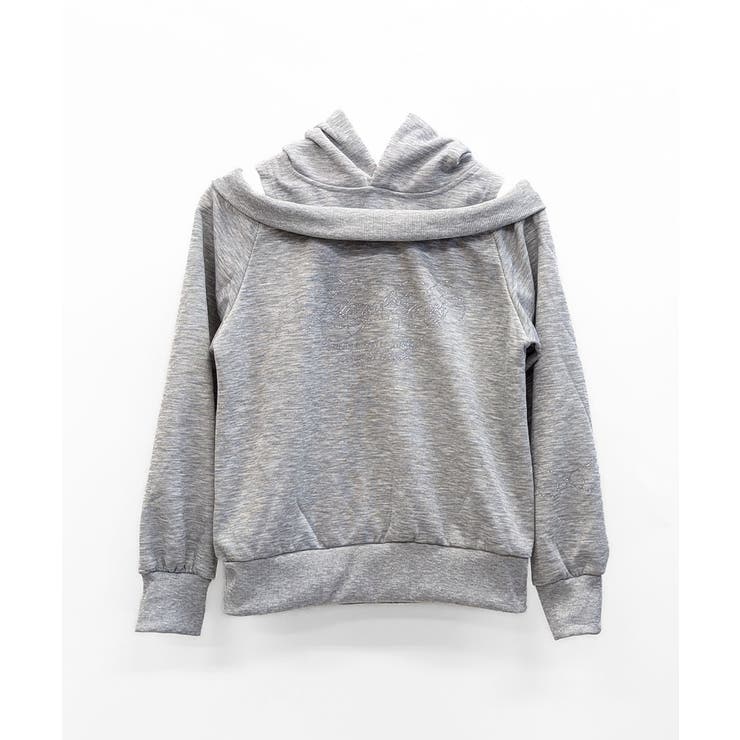 オープンショルダーフードスウェット 肩開き レイヤード | Riff | 詳細画像7 