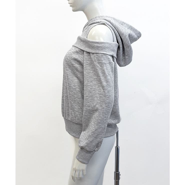 オープンショルダーフードスウェット 肩開き レイヤード | Riff | 詳細画像9 