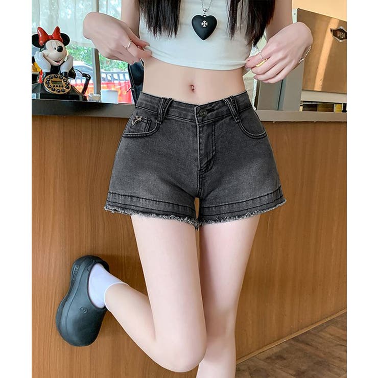 折り返しヒョウ柄デニムショートパンツ 短パン ショート丈 | Riff | 詳細画像10 