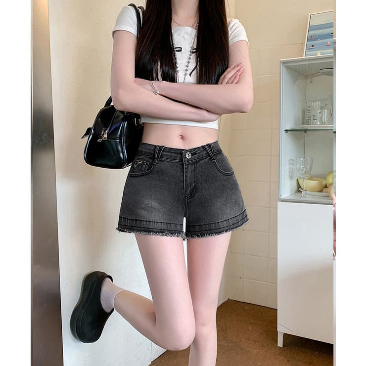 折り返しヒョウ柄デニムショートパンツ 短パン ショート丈 | Riff | 詳細画像11 