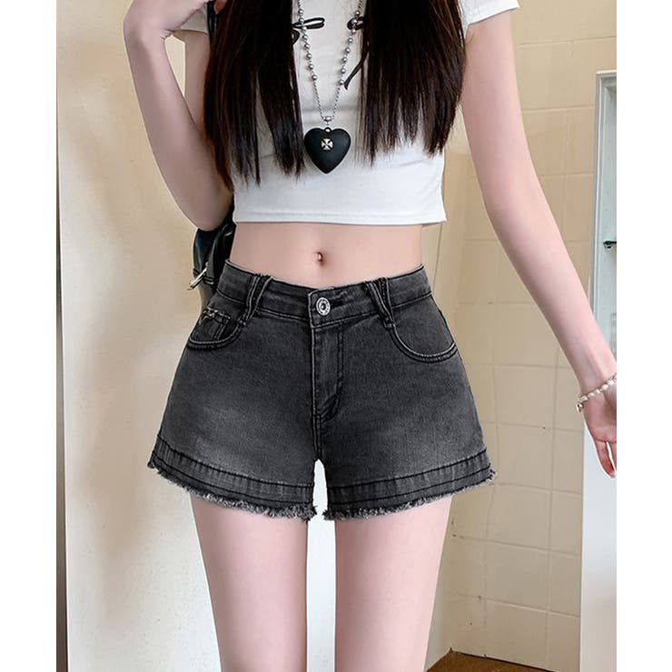 折り返しヒョウ柄デニムショートパンツ 短パン ショート丈 | Riff | 詳細画像12 